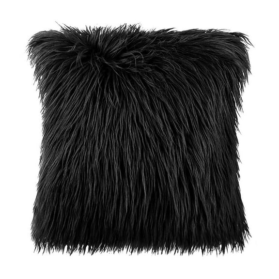QTBIUQ Throw Pillows Luxury fluffys Pillows Faux furs Decorative Pillows Plush Cushion Case Fuzzy Mongolian Merin Style for Bed Couch Sofa Living Room Fall Home Decor Black