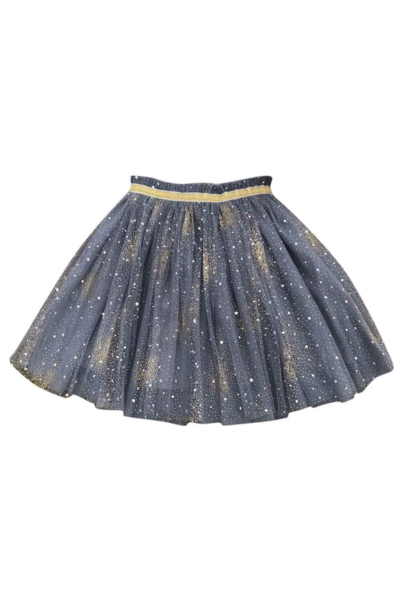 Toddler Girls Tutu Skirt Summer Mesh Tiered Glitter Sparkling Casual Elastic Waist Dance Princess Skirt