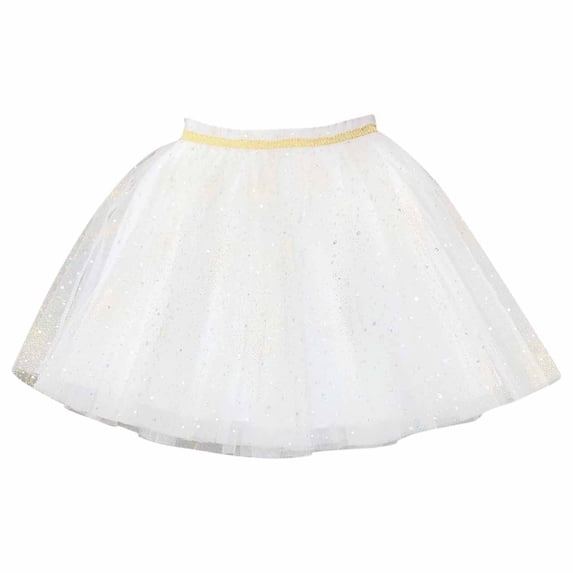 QTBIUQ Toddler Girls Tutu Skirt Summer Mesh Tiered Glitter Sparkling Casual Elastic Waist Dance Princess Skirt