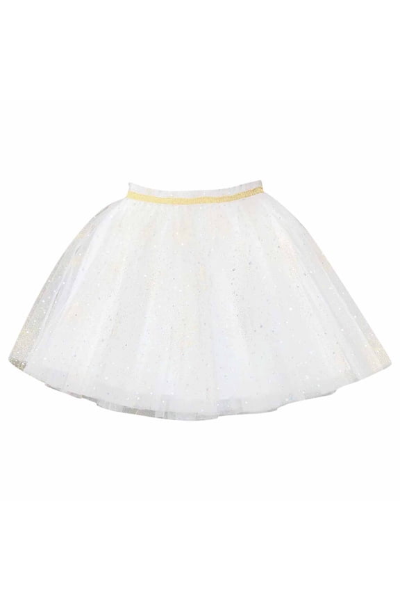 Toddler Girls Tutu Skirt Summer Mesh Tiered Glitter Sparkling Casual Elastic Waist Dance Princess Skirt