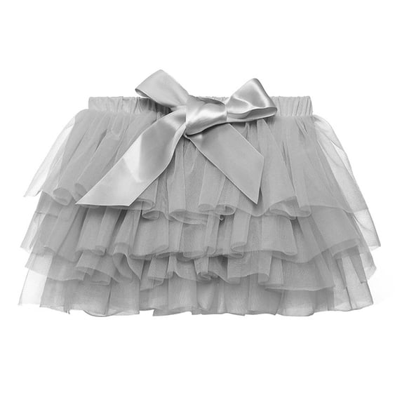 QTBIUQ Toddler Little Girls Tutu Skirt Summer Mesh Tiered Casual Elastic Waist Dance Princess Skirt Bow Detail Skirt