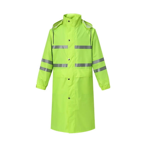 QTBIUQ Unisex Reflective Raincoat Long Hooded Raincoat For Outdoor Hiking Duty Long Sleeved Rain Jacket Emergency Raincoat Green