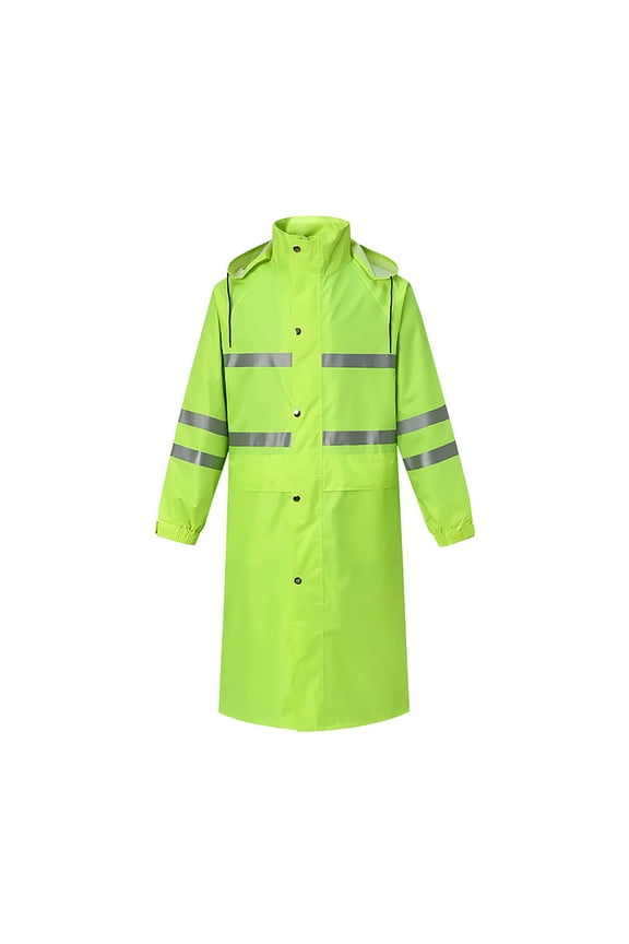 QTBIUQ Unisex Reflective Raincoat Long Hooded Raincoat For Outdoor Hiking Duty Long Sleeved Rain Jacket Emergency Raincoat Green