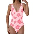 thumbnail image 1 of QTBIUQ Women One Piece Swimsuit V Neck Backless Sleeveless Floral Print Tummy Control Slimming Bathing Suit for Beach, 1 of 6