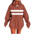 thumbnail image 1 of QTBIUQ Women Polka Print Hooded Sweatshirt Long Top Long Sleeved Pocket Khaki, 1 of 5