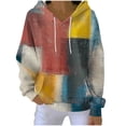 thumbnail image 1 of QTBIUQ Women Printing Blouses Long Sleeve Pockets Casual Fashion Hooded Sweatshirt Pink, 1 of 5