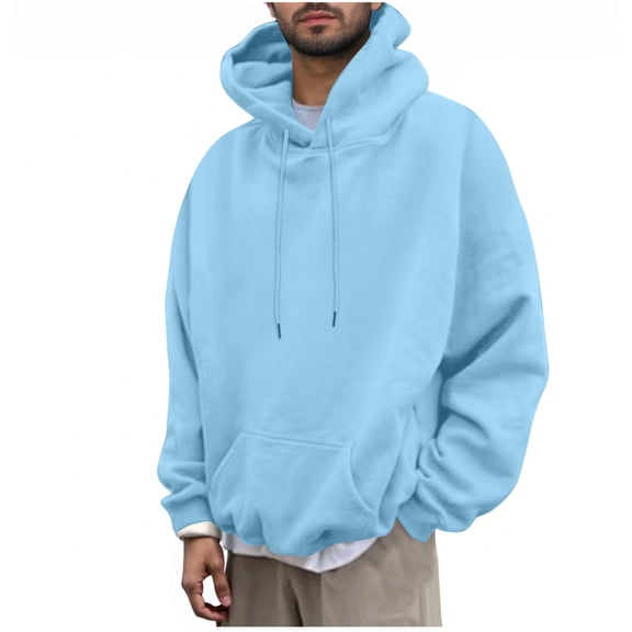 QTBIUQ Women Printted Round-Neck Long Sleeve Hooded Sweatshirt T-Shirt Blouse Light Blue