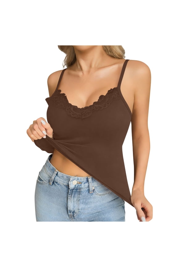 Womens Camisole Tank Top V Neck Lace Edge Breathable for Layering Under Blouses Comfortable Casual Summer Inner Wear