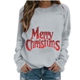 thumbnail image 1 of QTBIUQ Womens Christmas Printed Fashionable Loose Casual Long Sleeved Top Regular Sleeve Hooded Sweatshirt Gray, 1 of 5