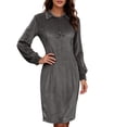 Velvet Collapse QTBIUQ Womens Long Sleeve Dress Fall Half Buttoned Slim Velvet Midi ...