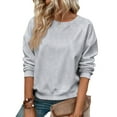 thumbnail image 1 of QTBIUQ Womens Pullover Solid Color Sweatshirt Casual Long Sleeve Raglan Sleeve Tops for Spring Gray, 1 of 4