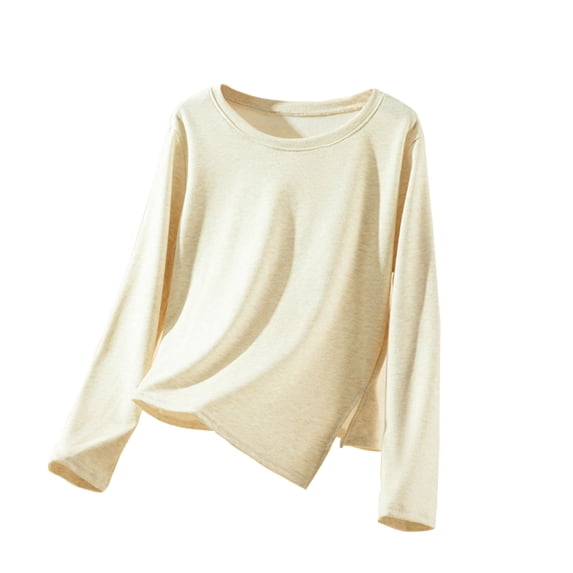 QTBIUQ Womens Tops Lightweight Pullover Long Sleeve Loose Sweatshirt Casual Warm Spring Top Beige