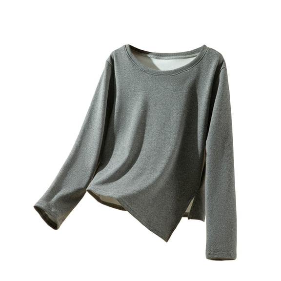 QTBIUQ Womens Tops Lightweight Pullover Long Sleeve Loose Sweatshirt Casual Warm Spring Top Dark Gray
