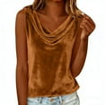 thumbnail image 1 of QTBIUQ Womens Velvet Sleeveless Tank Top Cowl Neck Blouse Elegant Dressy Tunic Casual Shirt Brown, 1 of 8