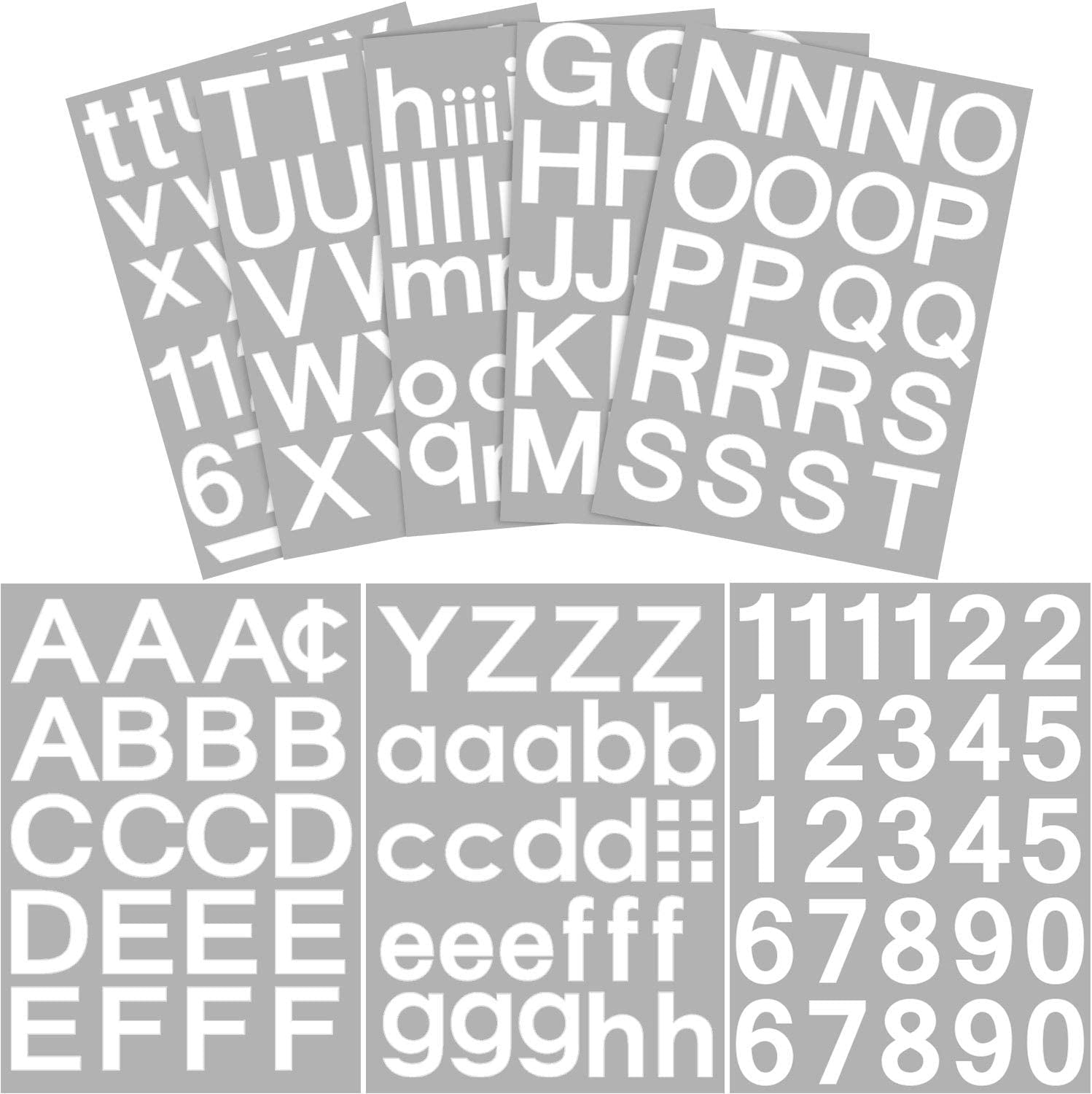 QTH 176 Pieces 7 Sheets Self-Adhesive Vinyl Letters Numbers Kit, Mailbox Numbers Sticker for Mailbox, Signs, Window, Door, Cars, Trucks, Home, Business, Address Number, 2 Inches High, White