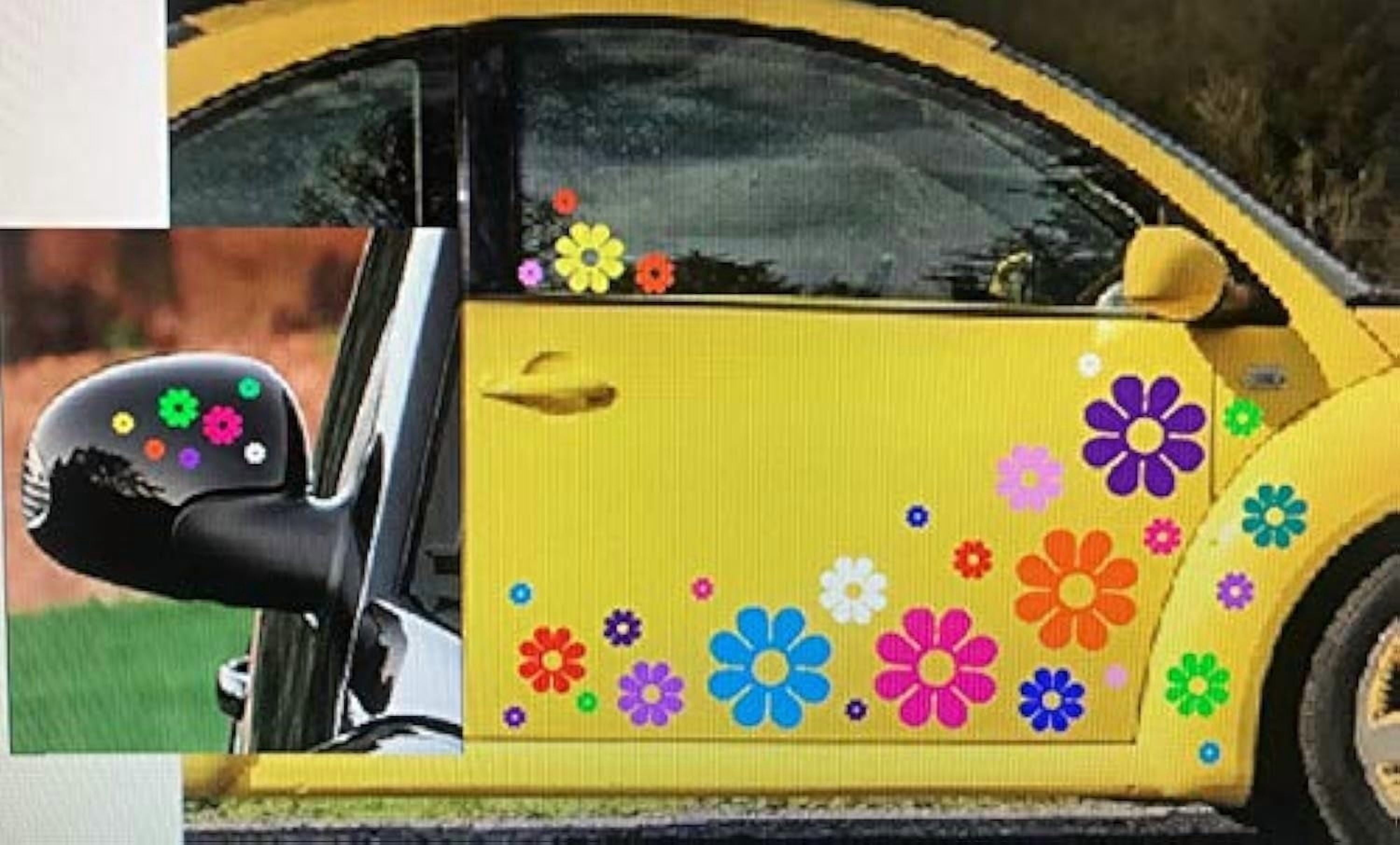 QTH 40 Car Flowers Daisy Bright Rainbow SET sticker Decals VW Boat Golf Cart Kayak USA