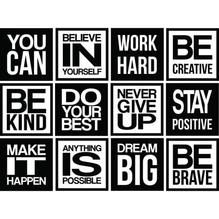 QTH 8 PC Motivational Wall Decal Positive Inspirational Quote Phrases Decor Wall Sticker Art Sayings for Office Gym Classroom School Library Kids Decoration