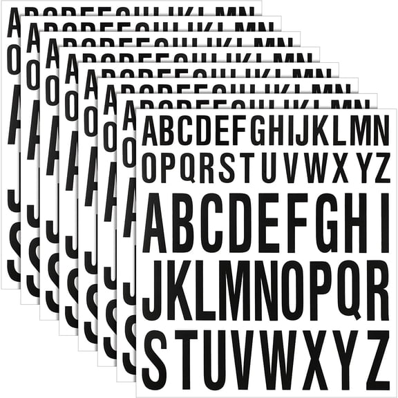 QTH 8 Sheet Self Adhesive Capital Letters Stick on Vinyl, Alphabet Sticker for Crafts Outdoor Sign Poster Mailboxes Windows Doors Car Truck (Black, 1 Inch, 2 Inch)
