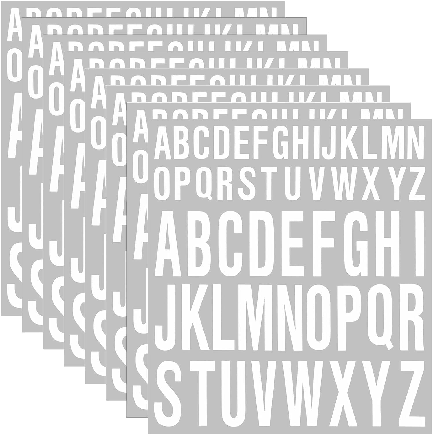 QTH 8 Sheet Self Adhesive Letters Stick on Vinyl Black Capital Letter Stickers 1 Inch 2 Sticker for Crafts Outdoor Sign Poster Mailboxes Windows Doors Car Truck (White, Inch, Inch)