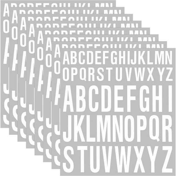 QTH 8 Sheet Self Adhesive Letters Stick on Vinyl Black Capital Letter Stickers 1 Inch 2 Sticker for Crafts Outdoor Sign Poster Mailboxes Windows Doors Car Truck (White, Inch, Inch)