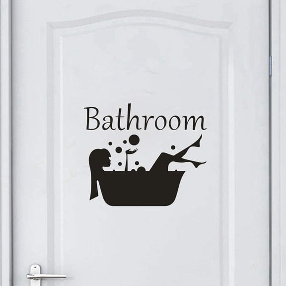 QTH Bathroom Sticker Removable Art Vinyl Mural Home Room Decor Wall Sticker Girl In Bath Tub