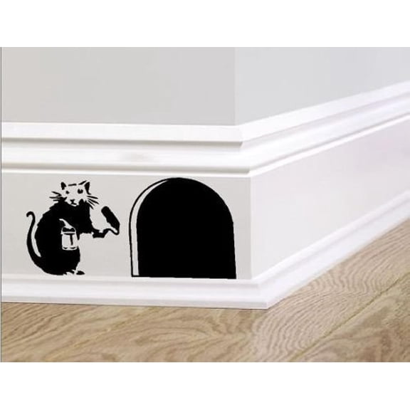 QTH (Black, 20cm) - Banksy Skirting Board Wall Art Bedroom Living Room Lounge Wall Decal (Black, 20cm)