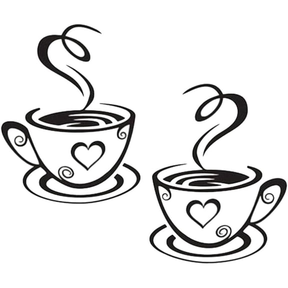 QTH Cafe Tea Wall Stickers Coffee Cups Art Vinyl Decal Kitchen Restaurant Pub Wall Decor