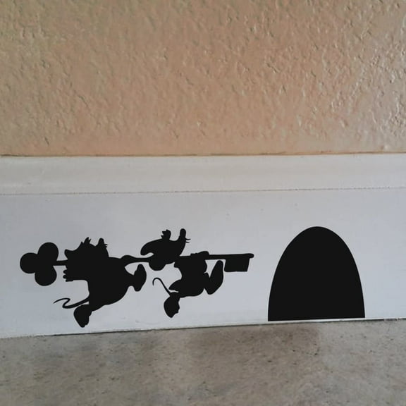 QTH Cartoon Decal - Mickey and Minnie's Mouse House Vinyl Wall Decal(9.5"X 2.5",Black)