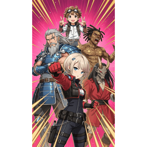 QTH Fantasy Action Hero Squad Art, Teen Bedroom Decor, RPG Gift - Set of 1 Pcs (12x18) Unframed