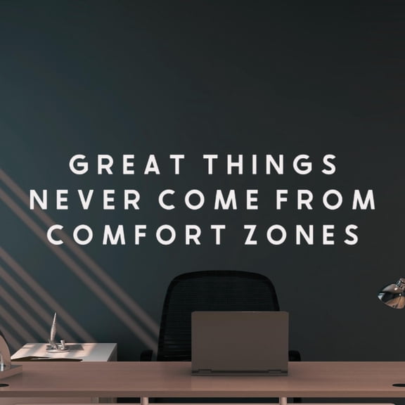QTH Great Things Never Come From Comfort Zones Wall Decal Inspirational Wall Decal Motivational Office Decor Quote Inspired Motivated Positive Wall Art Vinyl Gym Sticker School Classr