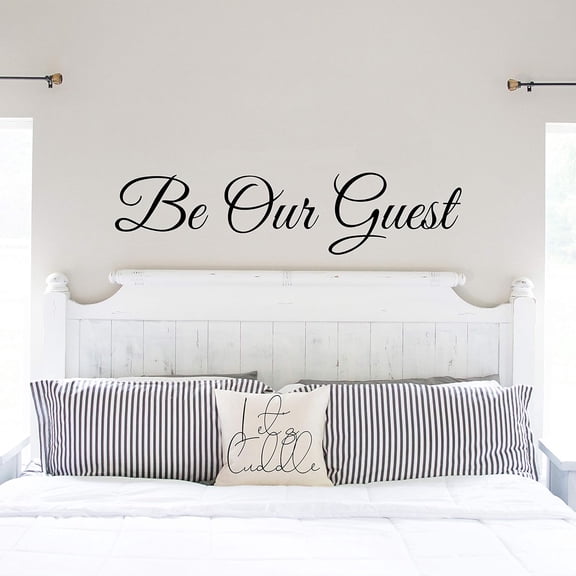 QTH Be Our Guest - Large Wall Decals for Door Family Decal Quote Word Sayings Sticker Sign Family Decor Removable Vinyl for Office Guest Room Home 36x9 Inches