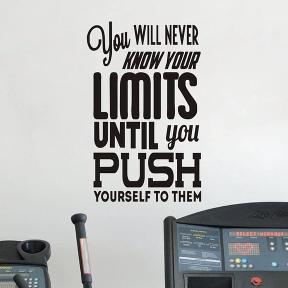 QTH Gym Room Wall Decal Inspirational Workout Motivation Sports Quotes, You Will Never Know Your Limits, Office Lettering Vinyl Sayings Decor 2416In