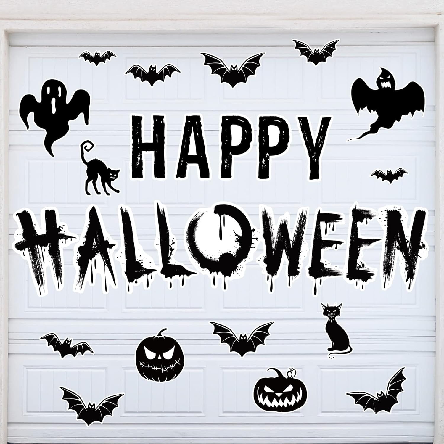 QTH Halloween Garage Door Decoration Black Garage Door Magnets Magnetic Decorations Bat Magnet Garage Decorations Refrigerator Magnets Magnetic Decal for Car Kitchen Fridge Vehicles (Spooky Style)