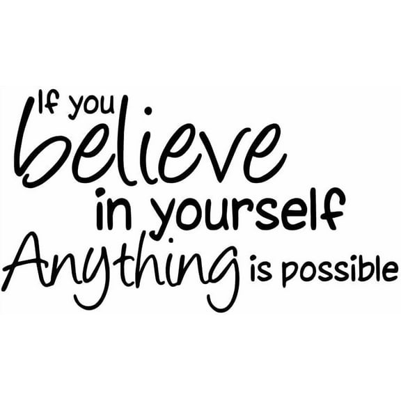 QTH Inspirational Quotes Wall Sticker Phrase Believe Yourself Vinyl Decal Motivational Quote Wall Decor Removable Room Decoration - Size: 42x73cm