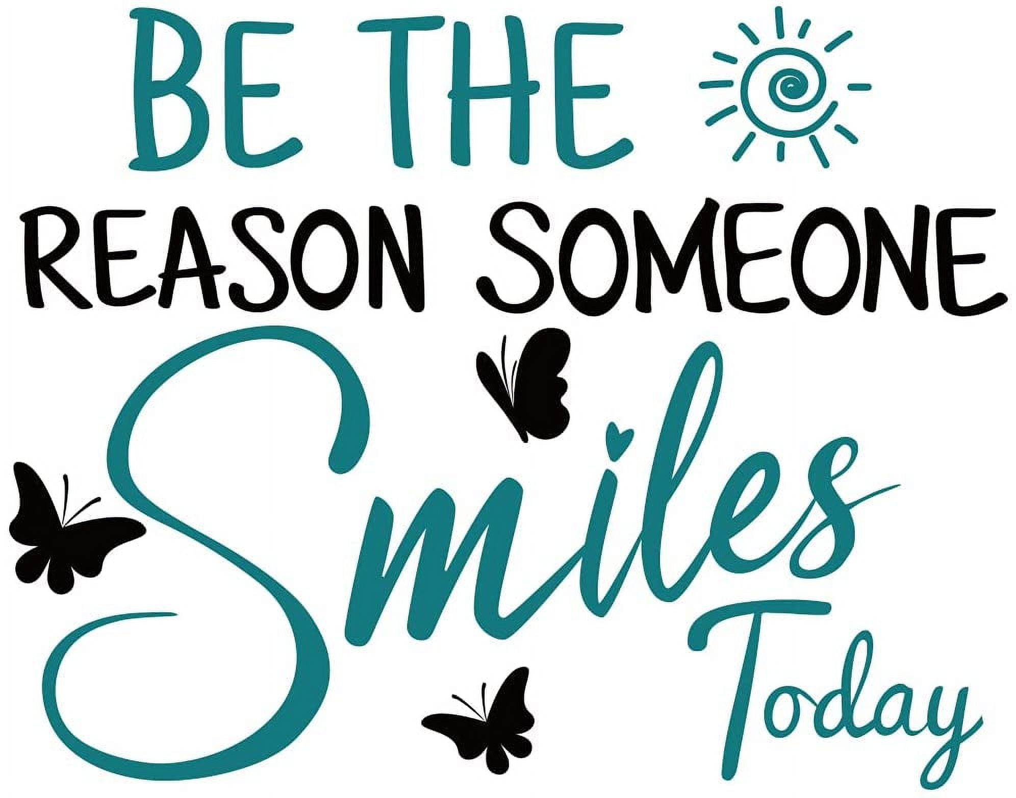 QTH Inspirational Quotes Wall Stickers Be The Reason Someone Smiles Today Wall Decals Sun Butterfly Wall Decor Vinyl Lettering Wall Decors for Bedroom Living Room Home Decor 35x28cm