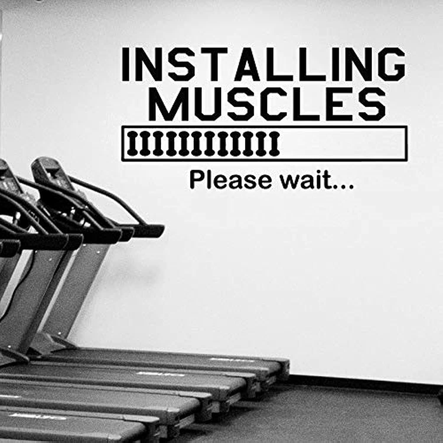 QTH Installing Muscles Quote Wall Decal Gym Bodybuilding Vinyl Wall Sticker Sport Fitness Motivation Gym Decoration Wall Art Mural Sports AY976 (Black, 42x85cm)