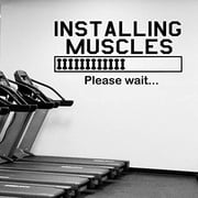 QTH Installing Muscles Quote Wall Decal Gym Bodybuilding Vinyl Wall Sticker Sport Fitness Motivation Gym Decoration Wall Art Mural Sports AY976 (Black, 42x85cm)