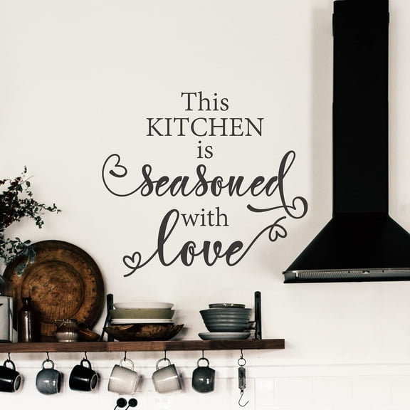 QTH Kitchen - Decor Kitchen Wall Decals Quote for Family Dining Room Home Decoration Art Words and Saying Sticker Sign Family Decor Removable Vinyl Lettering Gift