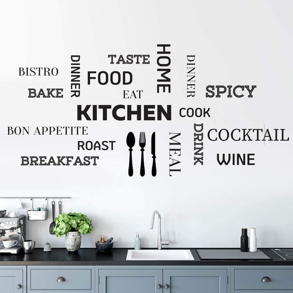 QTH Kitchen Wall Sticker Quote Motivating Lettering Home Wall Decor Vinyl Decal Mural Art Interior Design Living Room Stickers Transfers Quotes Family Stencils Decoration Positive Removable Word