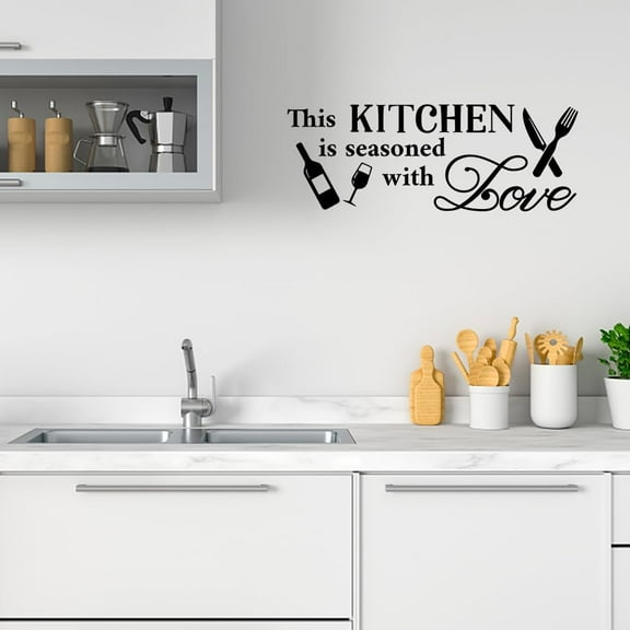 QTH This Kitchen Wall Stickers Kitchen Inspirational Quotes Wall Sticker Removable Vinyl Lettering Sayings Wall Art Decals for Kitchen Dining Room Decor Black 61x23 cm