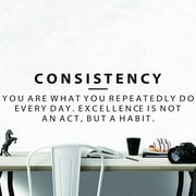 QTH Large Consistency Wall Sticker Inspirational Wall Decal Motivational Office Decor Quote Wall Art Vinyl Wall Decal School Classroom Gym Words and Saying