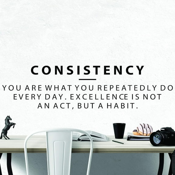 QTH Large Consistency Wall Sticker Inspirational Wall Decal Motivational Office Decor Quote Wall Art Vinyl Wall Decal School Classroom Gym Words and Saying