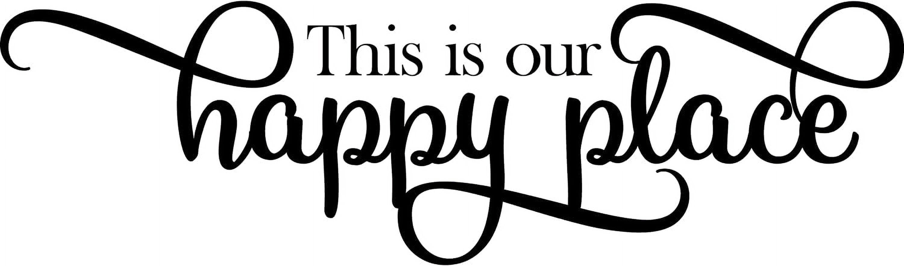 QTH Large This is Our Happy Place Wall Sticker Dining Room Wall Decal for Living Room Family Decor Sign Quote Wall Art Vinyl Wall Decal Kitchen Bed Room Words and Saying Rustic Farmhouse