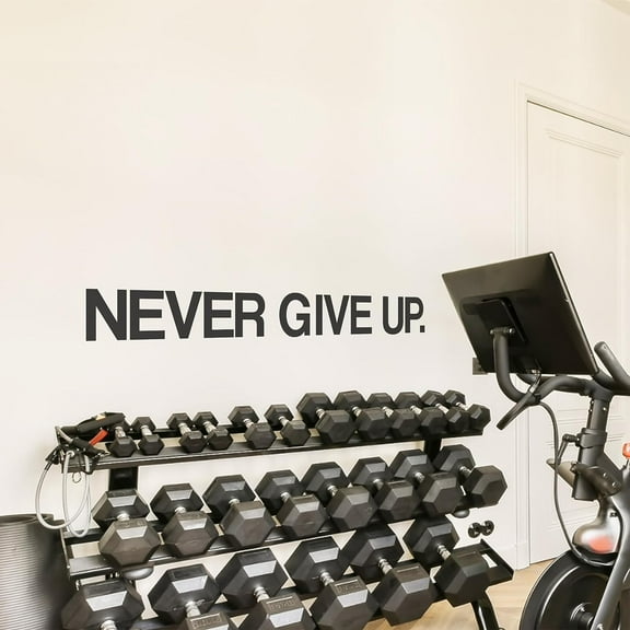 QTH Large Never GIVE UP Wall Sticker Motivational Large Gym Wall Decal Quote for Home Gym Workout Motivational Wall Art Decor Vinyl Removable Sticker