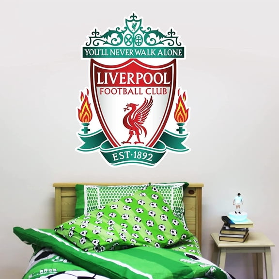 QTH Liverpool FC Wall Sticker - Crest Wall Decal Football Art Mural + LFC Decal Set (90cm height x 60cm width)