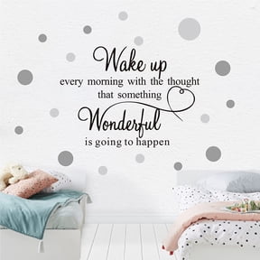 QTH Motivational Art Quotes Wall Decals, Inspirational Sayings Words with Dots Wall Stickers, Vinyl Letters Motto Wall Dcor, Removable DIY Sign Wall Mural for Bedroom, Living Room, Home Decoration