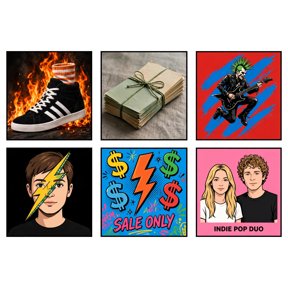 QTH Pop Art Punk Rocker and Retro Sneaker Grid Wall Art, Game Room Decor, Gift - Set of 6 Pcs (8x10) Unframed