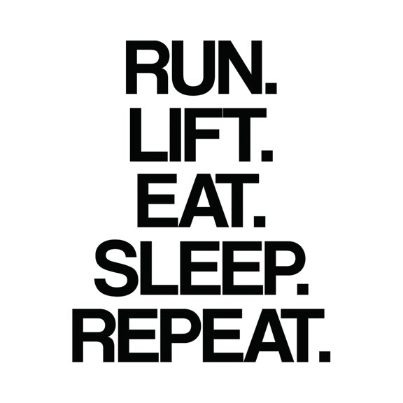QTH Run Lift Eat Sleep Repeat Wall Decal, Gym Decor, Fitnessthlete Gift - Set of 1 Pcs (20x24)