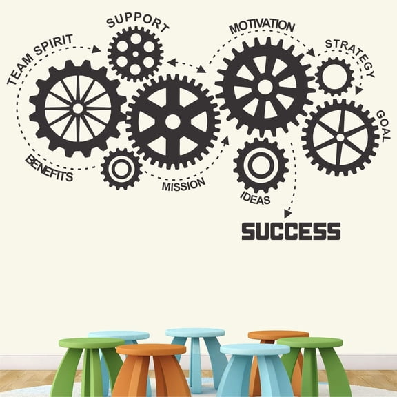 QTH Success - Idea - Team Work - Goal - Mission - Office - Inspirational - Motivational - Quotes - Wall Sticker' -SM800 (Multi Colour, Vinyl - 105cm X 65 cm)