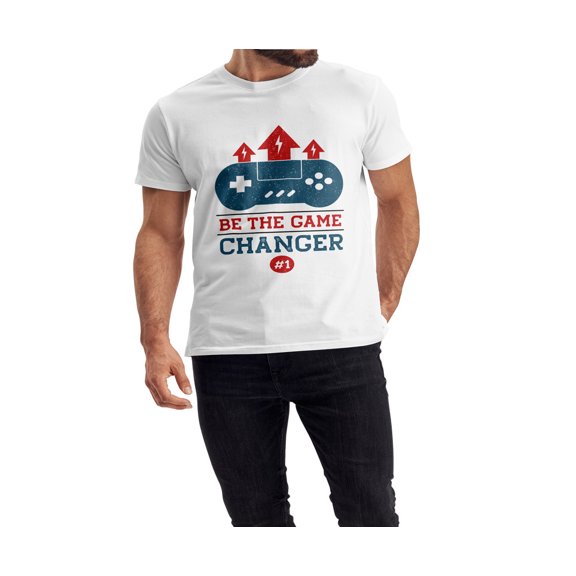 QTH Unisex Men and female White Half Sleeve Tee – Bold, Stylish & Comfortable – Be The Game Changer Trendy Print, Size "XL"